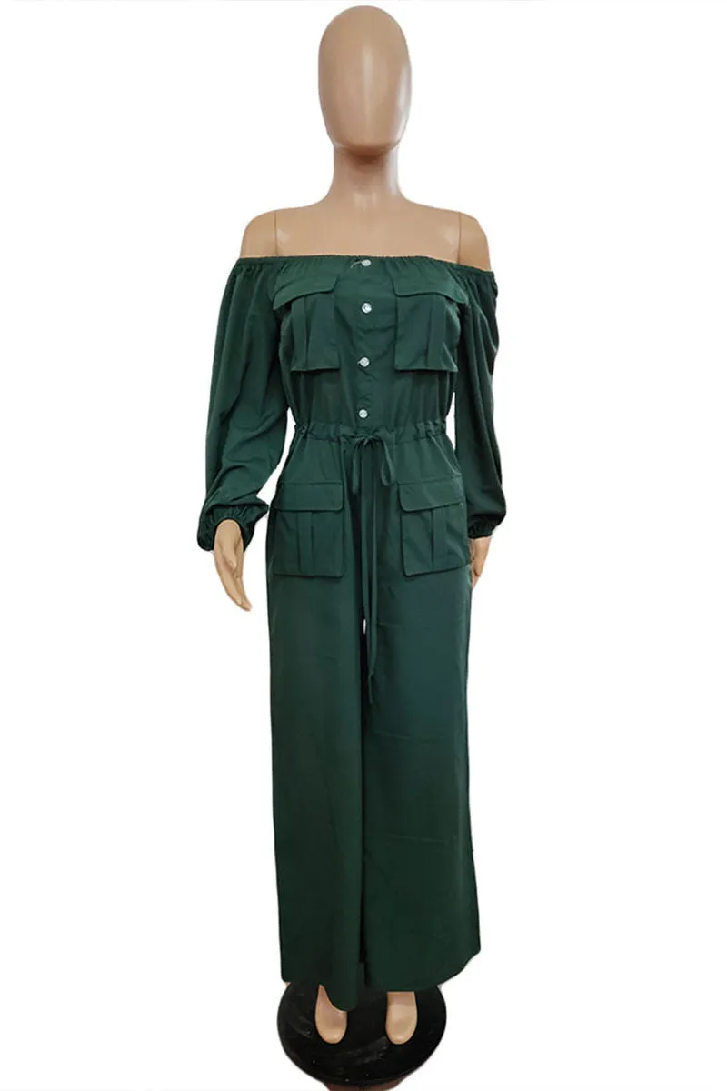 JH604 Off-Shoulder Long Sleeve Jumpsuit