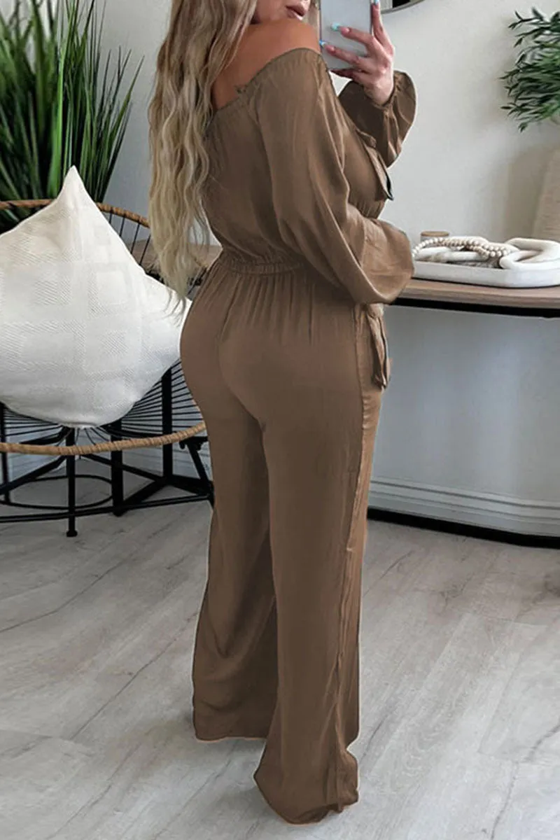 JH604 Off-Shoulder Long Sleeve Jumpsuit