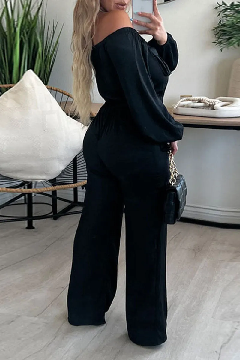 JH604 Off-Shoulder Long Sleeve Jumpsuit