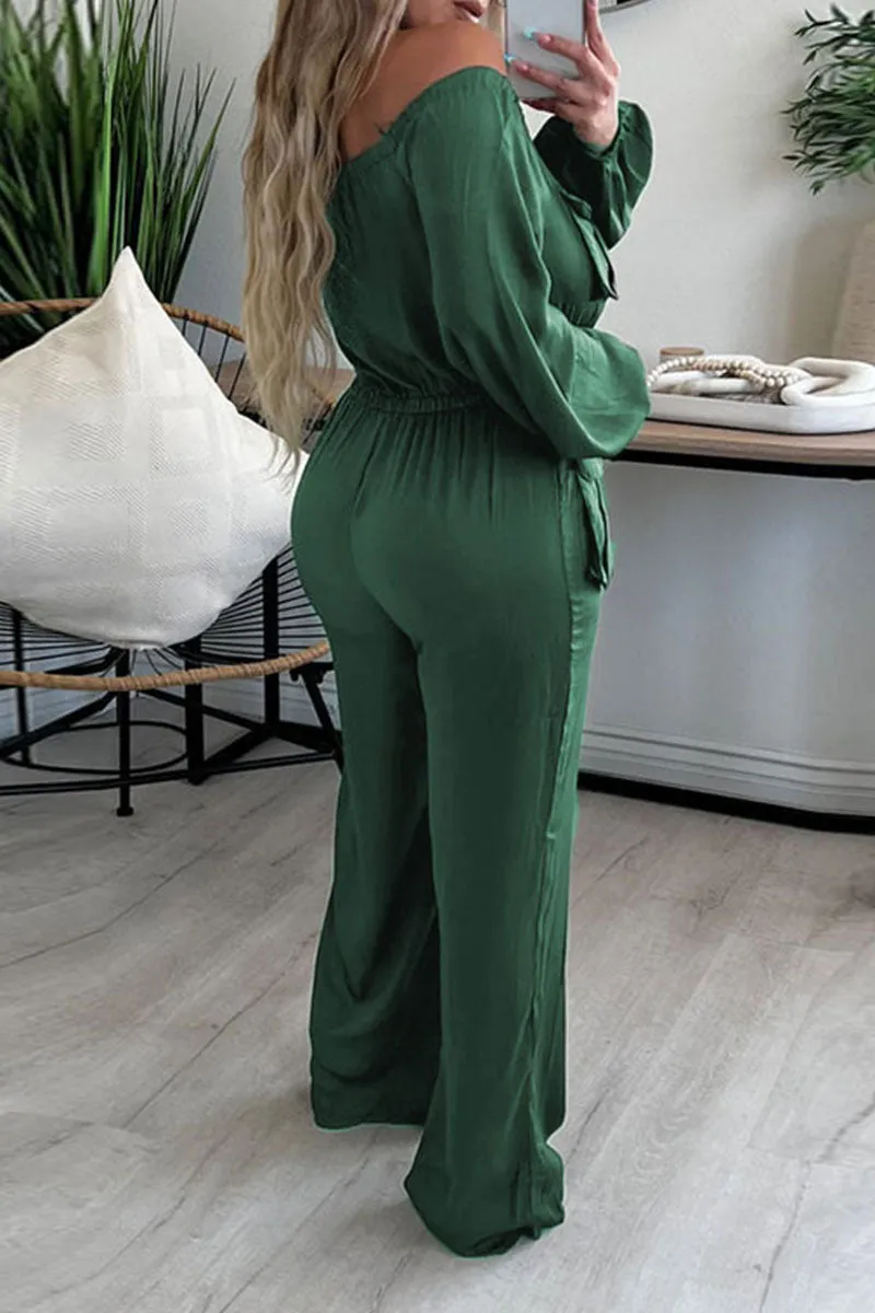 JH604 Off-Shoulder Long Sleeve Jumpsuit
