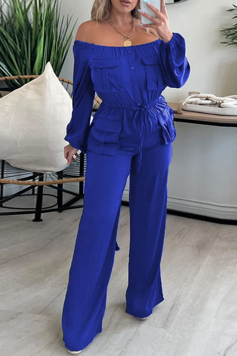 JH604 Off-Shoulder Long Sleeve Jumpsuit
