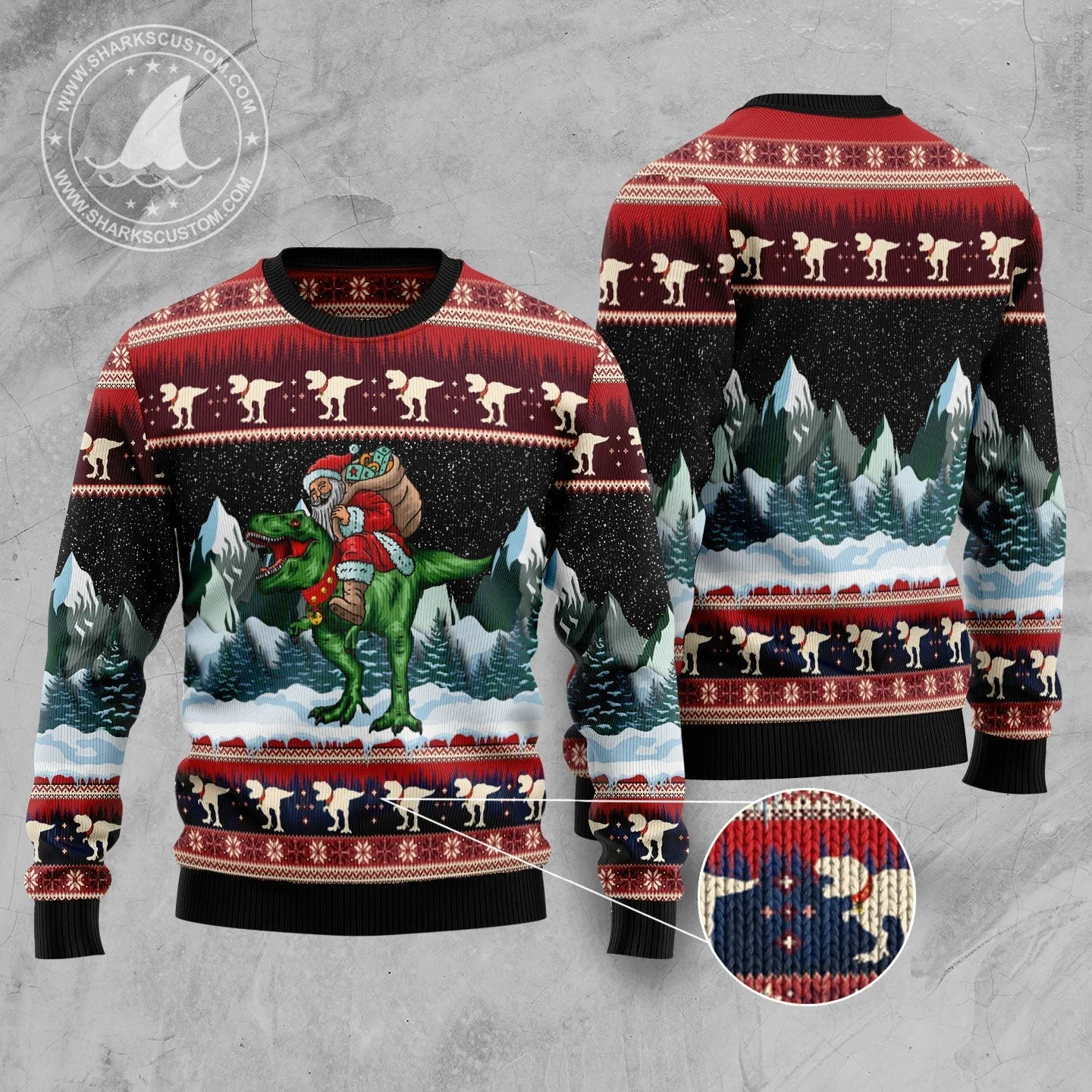 JulesRoche Ugly Christmas Sweater All-Over Print Wool Blend