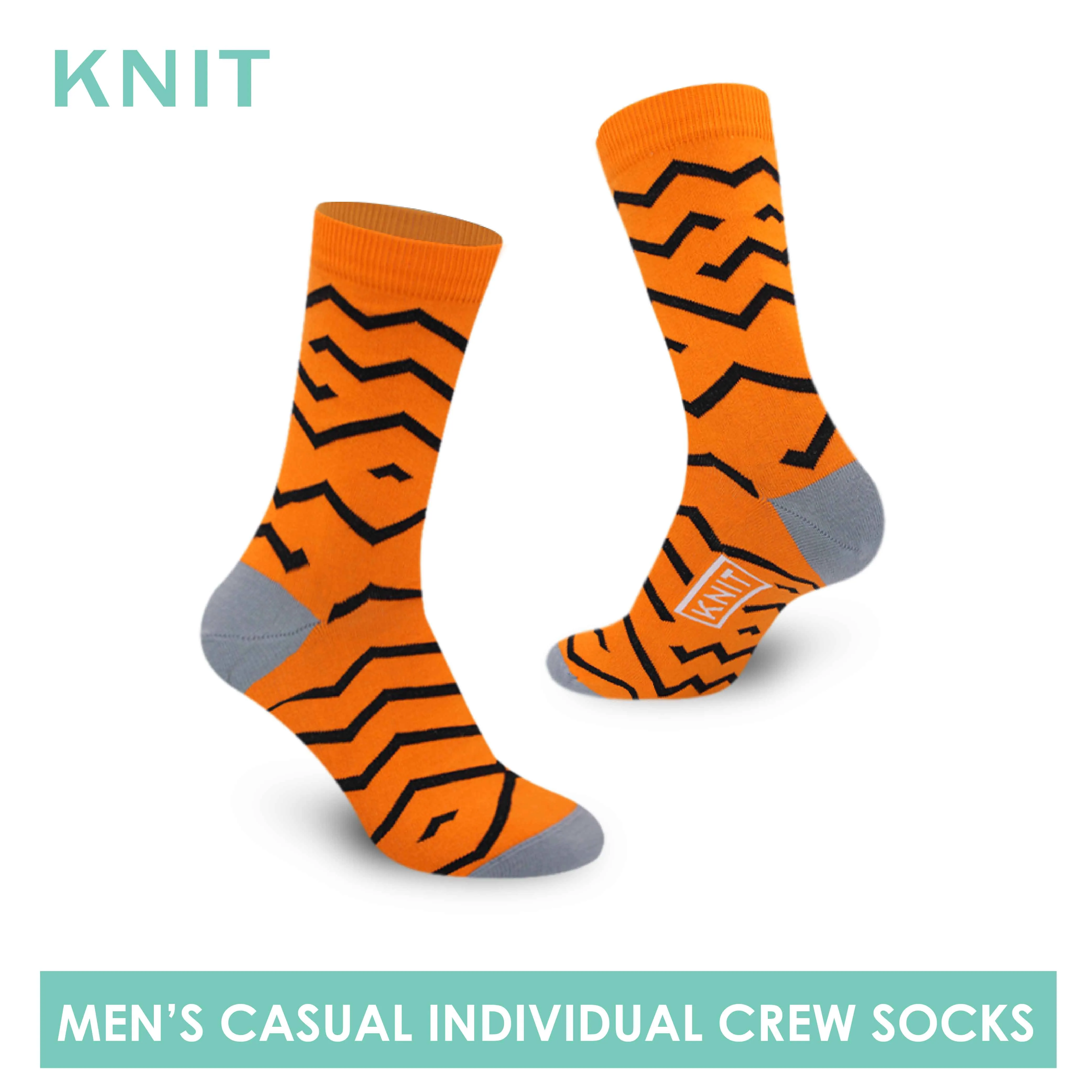 Knit Men’s Zigzag Fashion Printed Cotton Light Performance Crew Socks 1 pair KMC1301
