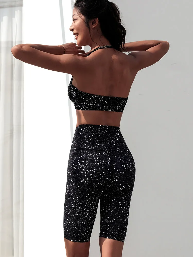LANIKAR TRAINING CROPPED LEGGINGS IN SPOT PRINT