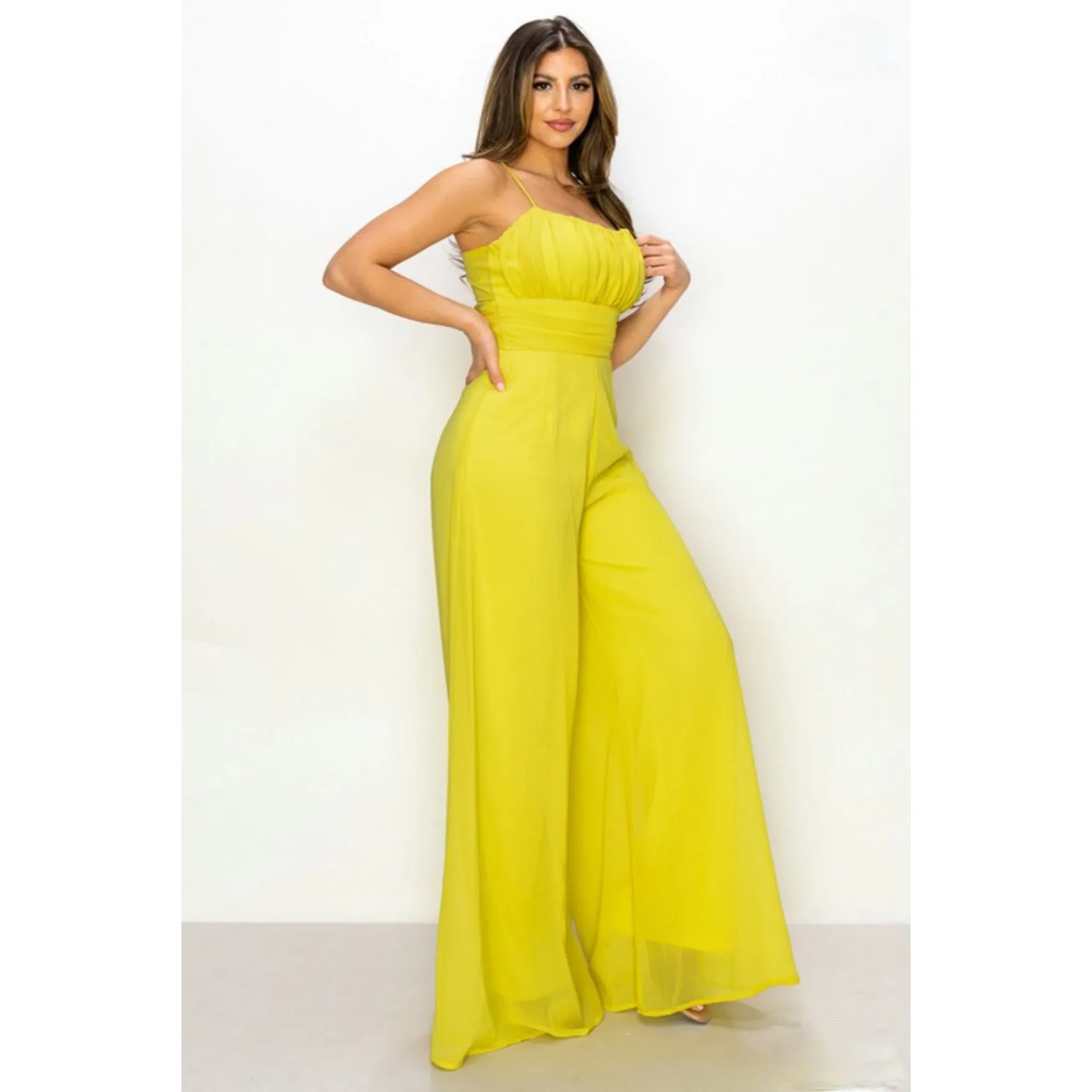Lemon Drop Chiffon Jumpsuit (Yellow)