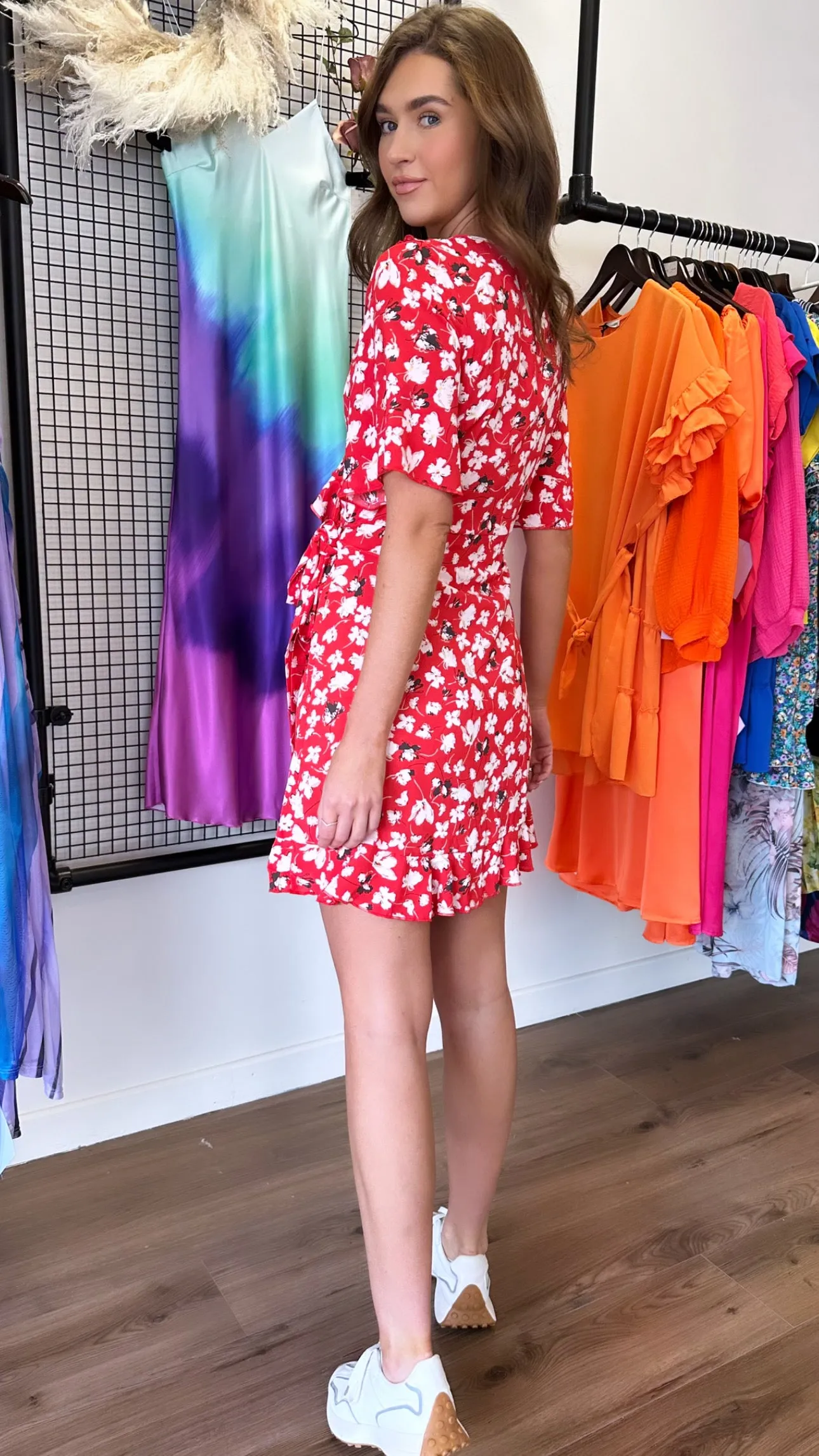Lizzy Red Floral Wrap Dress