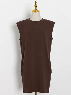 Loose Mini Dress For Women Round Neck Sleeveless Minimalist High Waist Dresses Female Korean Fashion Clothing 2022 Clothing
