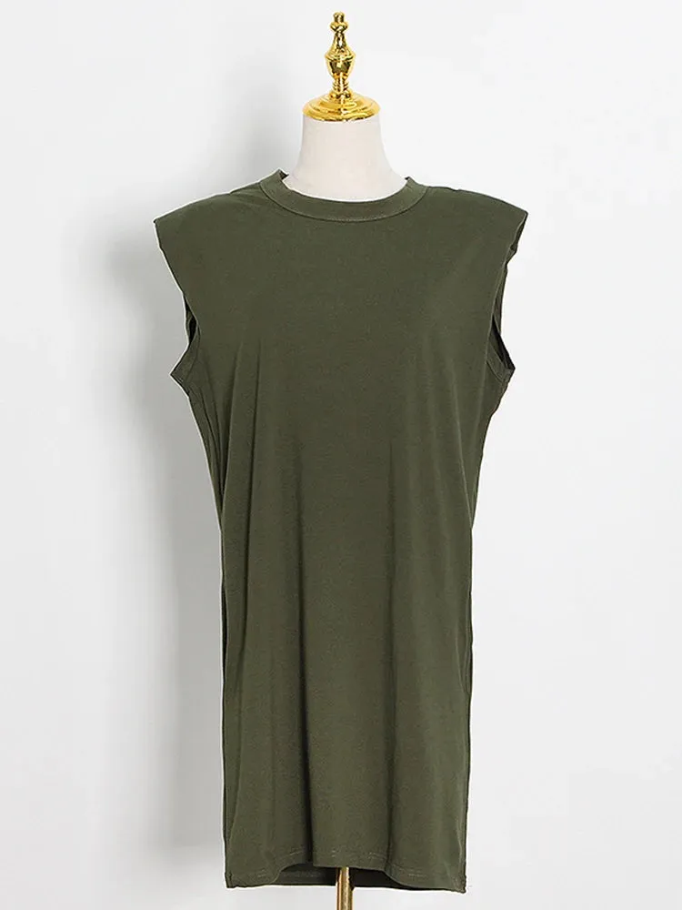 Loose Mini Dress For Women Round Neck Sleeveless Minimalist High Waist Dresses Female Korean Fashion Clothing 2022 Clothing