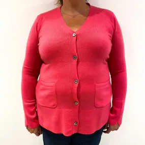 Lupin Pink Cashmere Cardigan with Pockets Extra Large