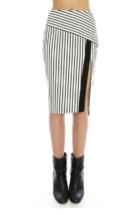 Major Striped Split Pencil Skirt