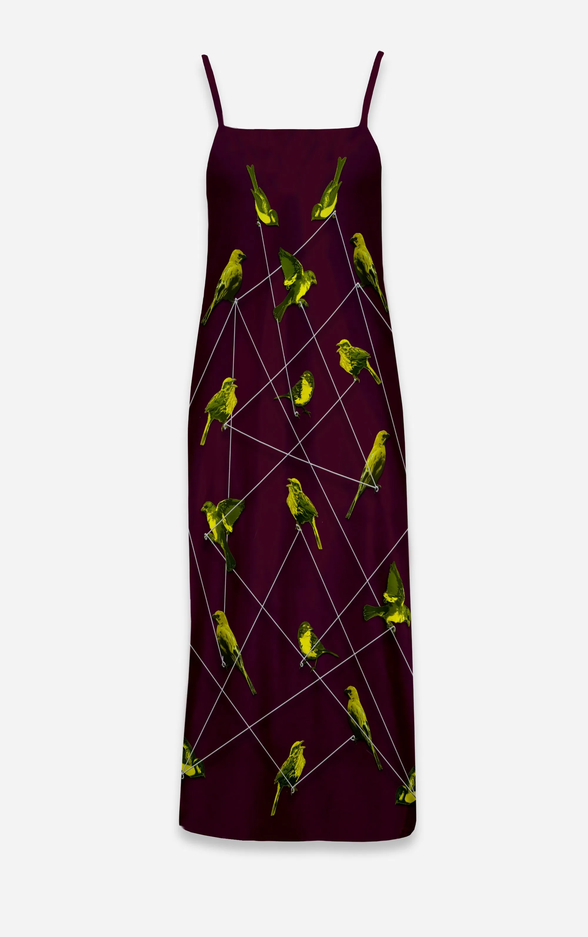 Make Me A Bird- 100% Silk Satin French Gothic V Neck Slip Dress on Eggplant Wine | Le Leanian™