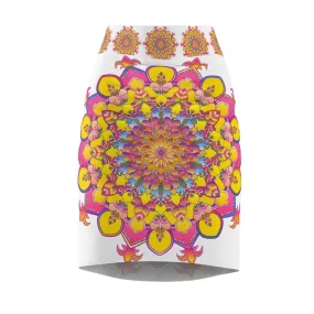 Mandala Pencil Skirt - Vibrant Shades