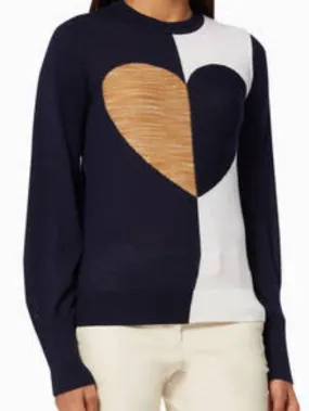 Marella S VIP Navy, Cream and Camel Heart Jumper 33661918 001