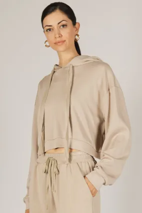 Maren Butter Modal Cropped Hoodie Top