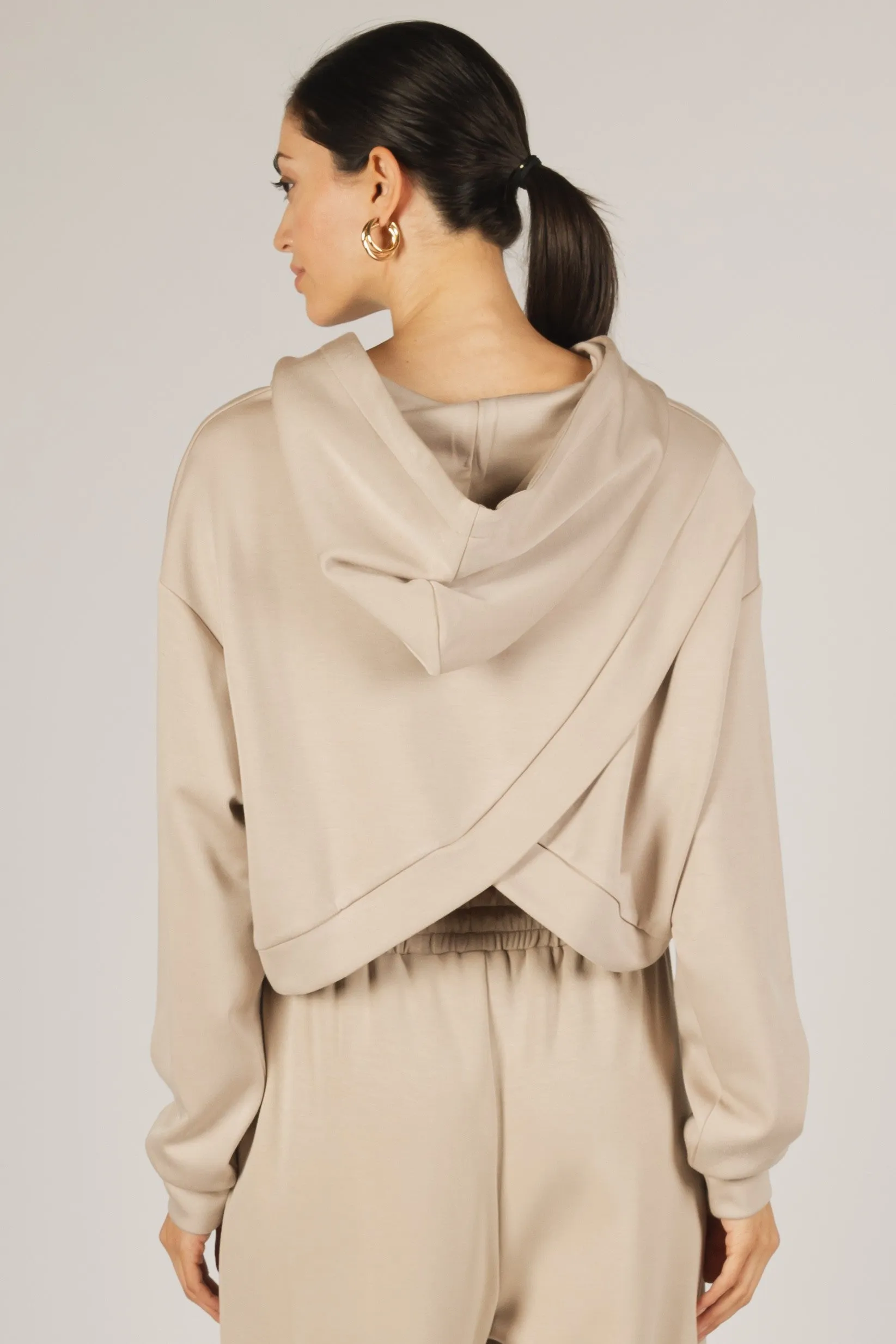 Maren Butter Modal Cropped Hoodie Top