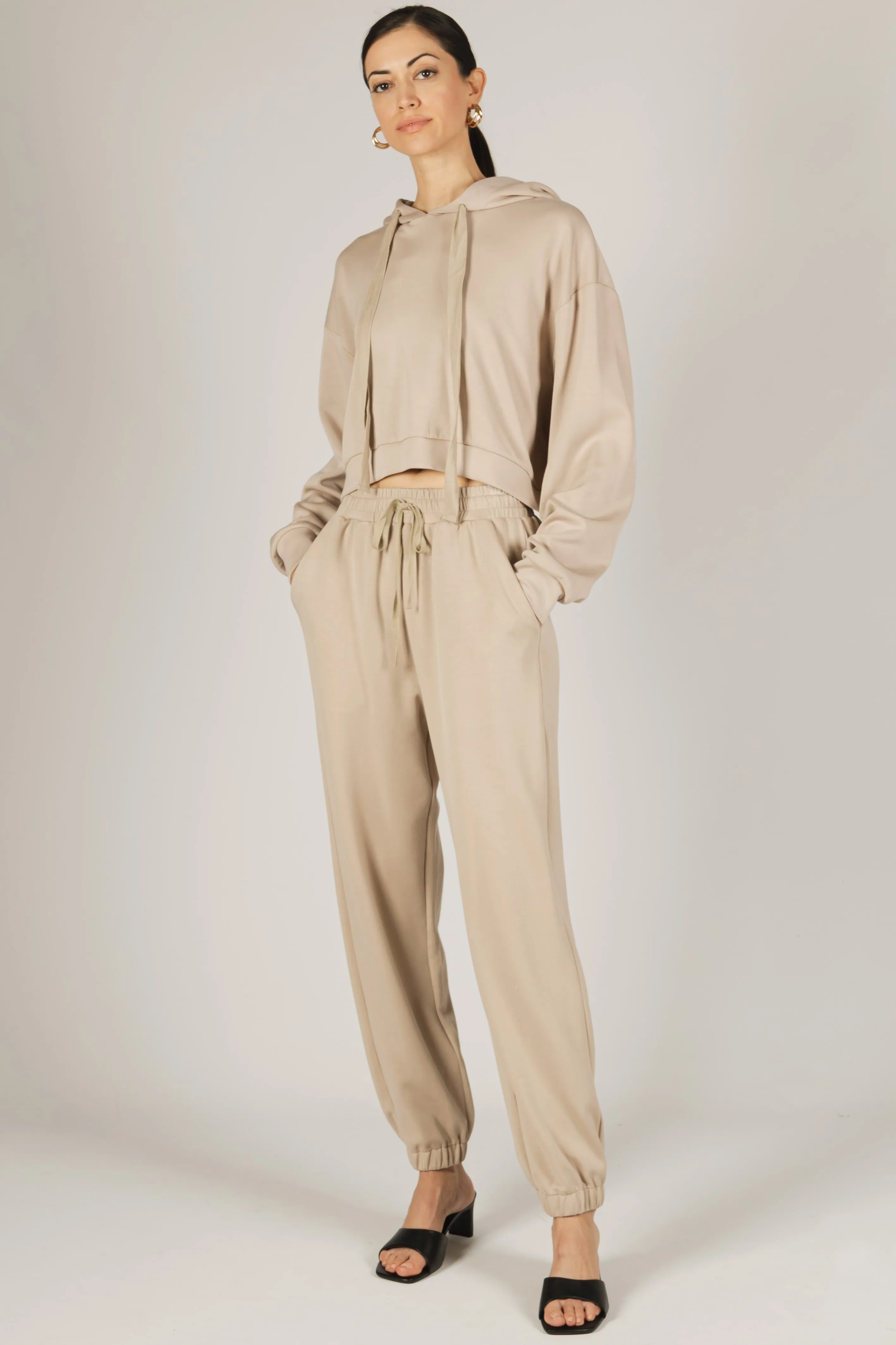 Maren Butter Modal Cropped Hoodie Top