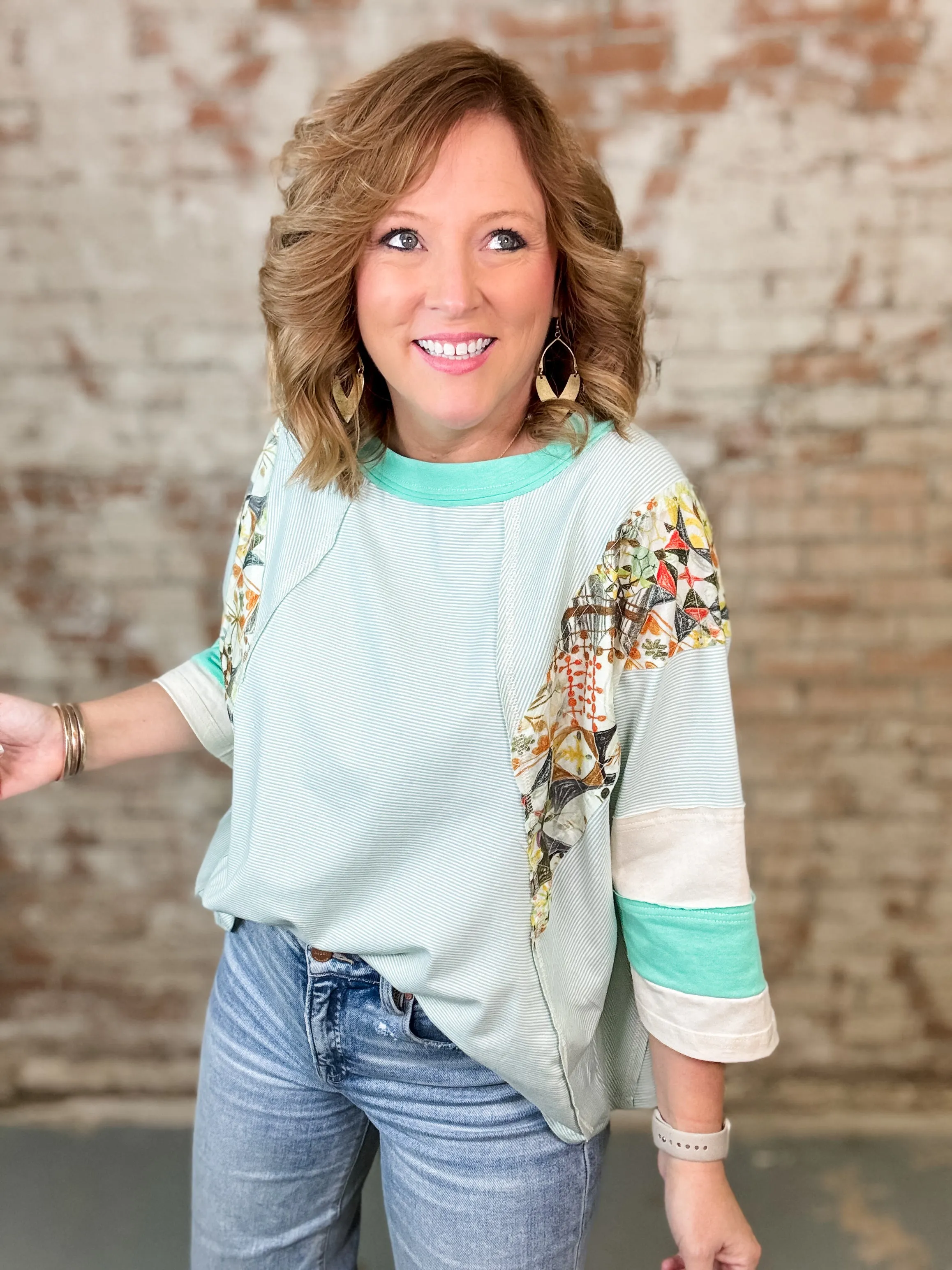 Maren Stripe Mixed Knit Top
