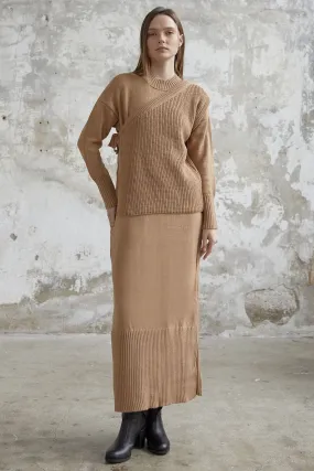 MDS Women Knit Dress with Belted Sweater - Camel - Cedar Park