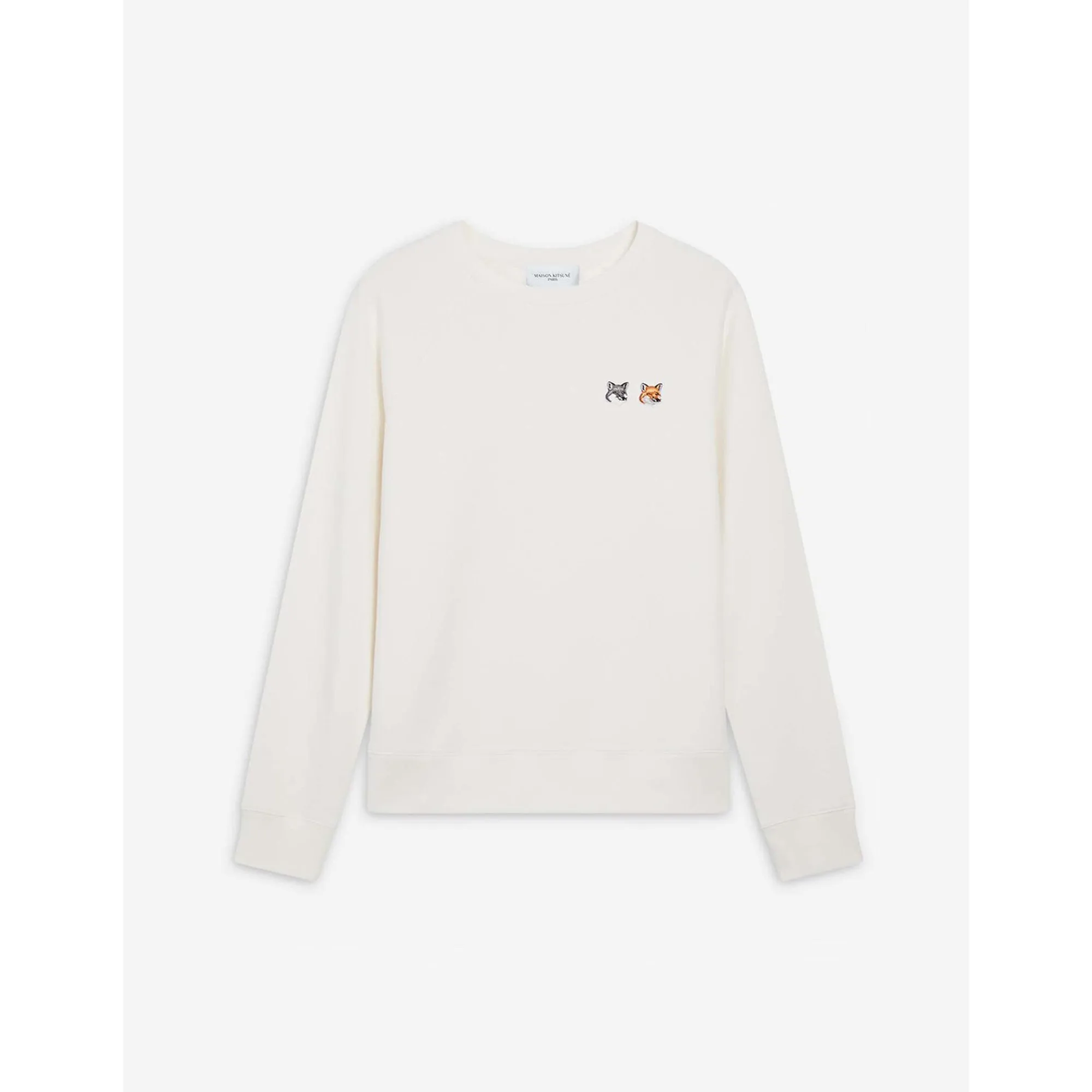 Men Double Fox Head Patch Classic Sweatshirt - Ecru