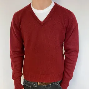 Men’s Vintage Burgundy Cashmere V-Neck Jumper Medium