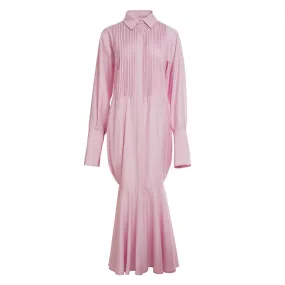 Minimalist Dresses For Women Lapel Long Sleeve High Waist Folds Hem Lantern Elegant Dress Female Summer Fashion