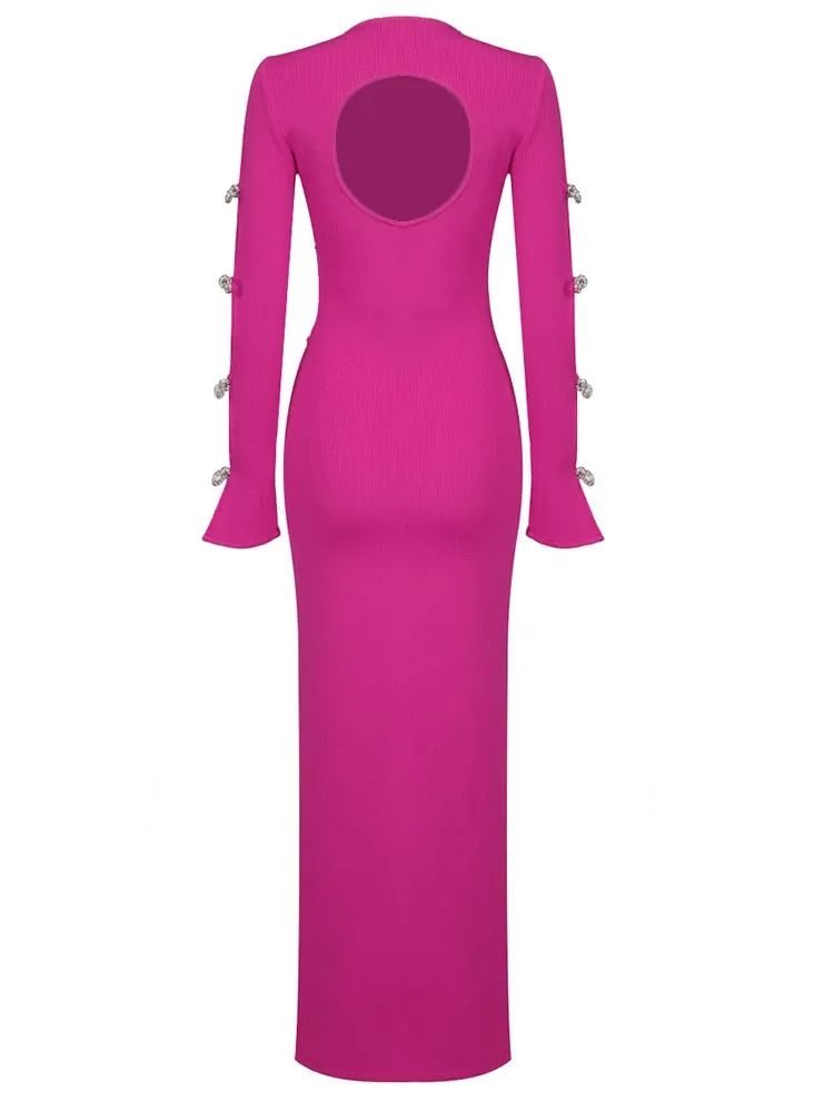 Minimalist Dresses For Women Round Neck Long Sleeve High Waist Hollow Out Summer Dress Female Fashion Style Clothes