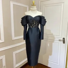 Minimalist Dresses For Women Slash Neck Long Sleeve High Waist Hollow Out Elegant Dress Female Summer Fashion