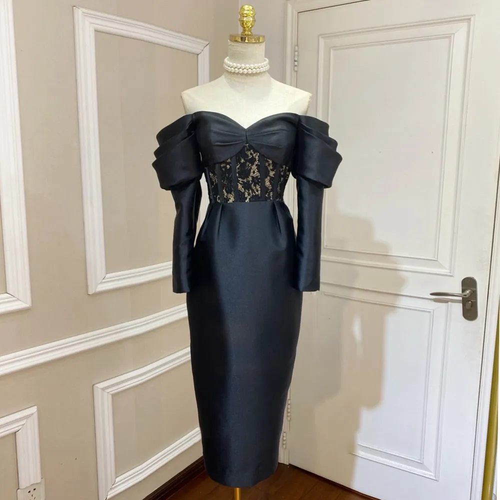 Minimalist Dresses For Women Slash Neck Long Sleeve High Waist Hollow Out Elegant Dress Female Summer Fashion