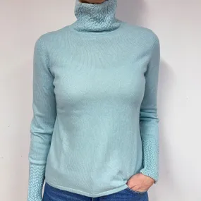Mint Green Cashmere Turtle Neck Jumper Medium