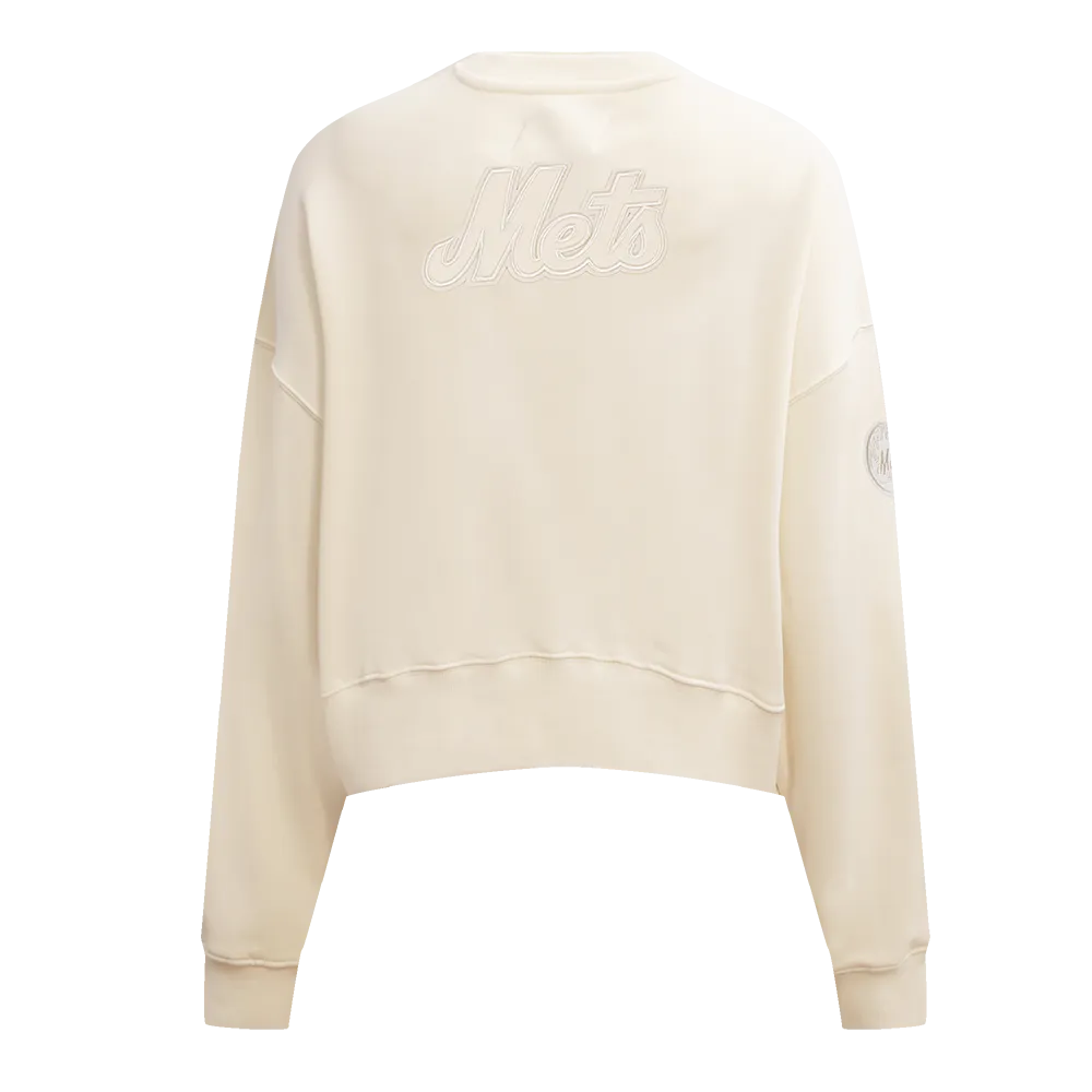 MLB NEW YORK METS NEUTRAL WOMEN'S CREWNECK (EGGSHELL)