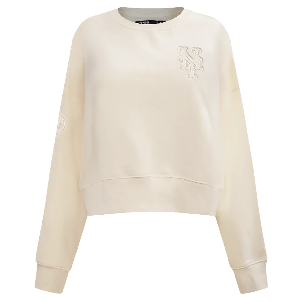 MLB NEW YORK METS NEUTRAL WOMEN'S CREWNECK (EGGSHELL)