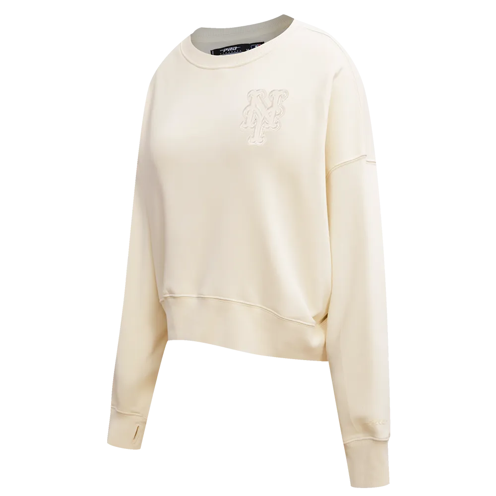 MLB NEW YORK METS NEUTRAL WOMEN'S CREWNECK (EGGSHELL)