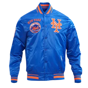 MLB NEW YORK METS RETRO CLASSIC MEN'S RIB SATIN JACKET (ROYAL/ORANGE/ROYAL)