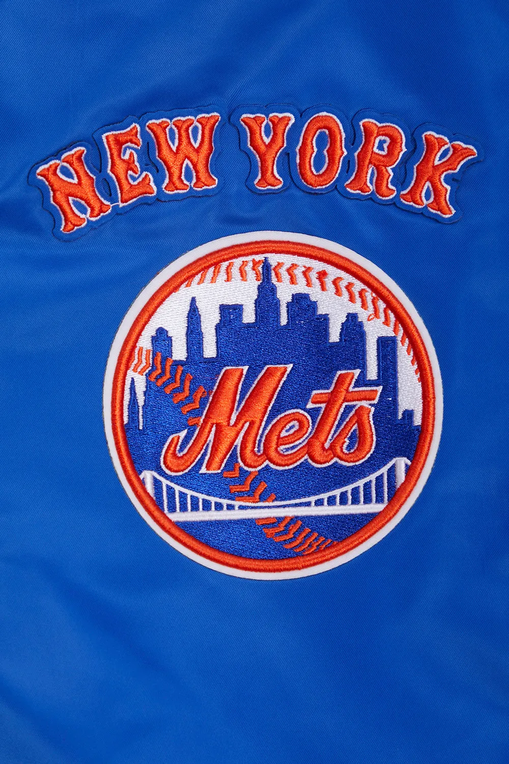 MLB NEW YORK METS RETRO CLASSIC MEN'S RIB SATIN JACKET (ROYAL/ORANGE/ROYAL)