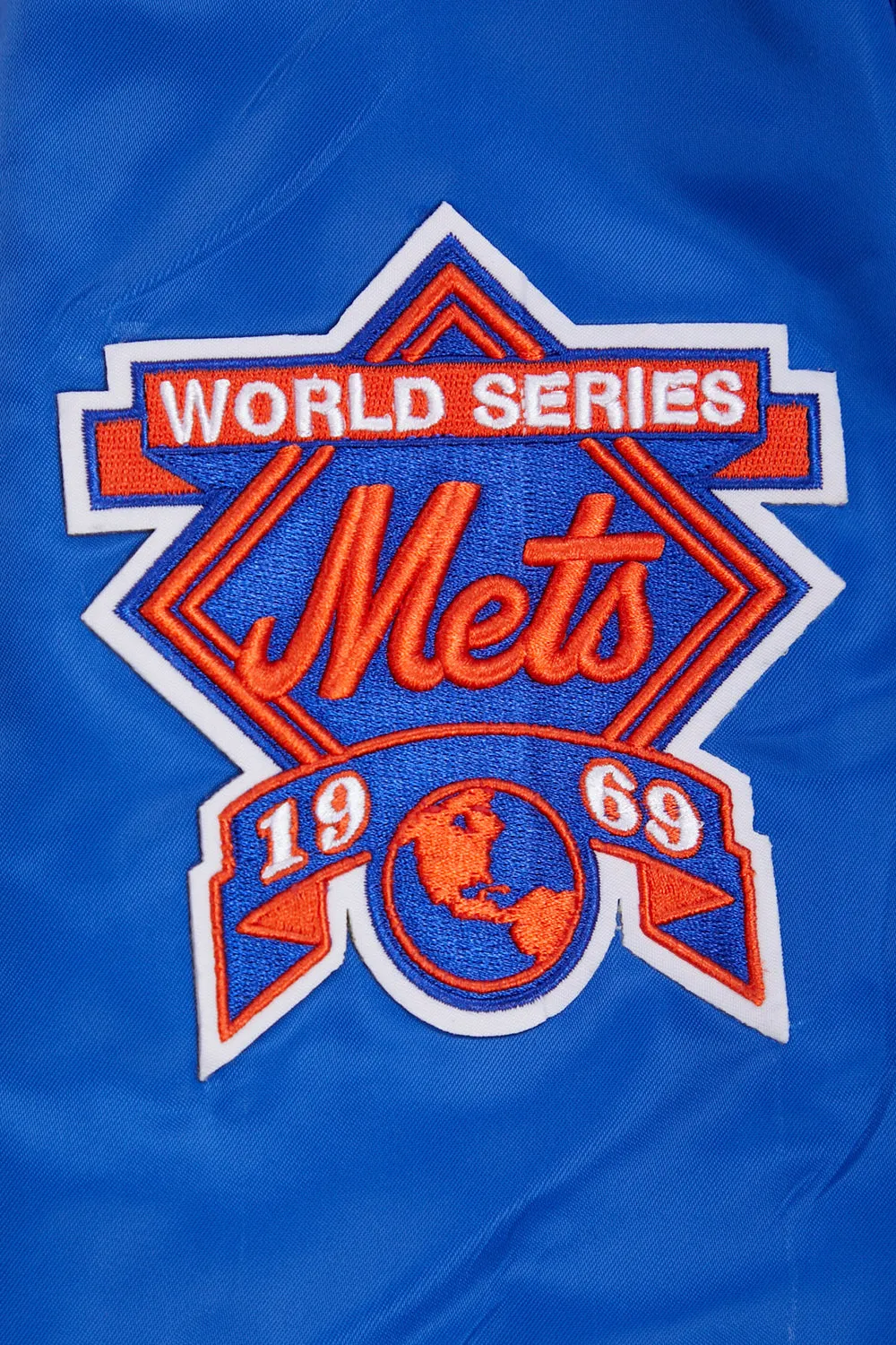 MLB NEW YORK METS RETRO CLASSIC MEN'S RIB SATIN JACKET (ROYAL/ORANGE/ROYAL)