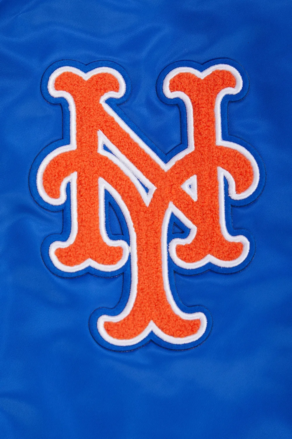 MLB NEW YORK METS RETRO CLASSIC MEN'S RIB SATIN JACKET (ROYAL/ORANGE/ROYAL)