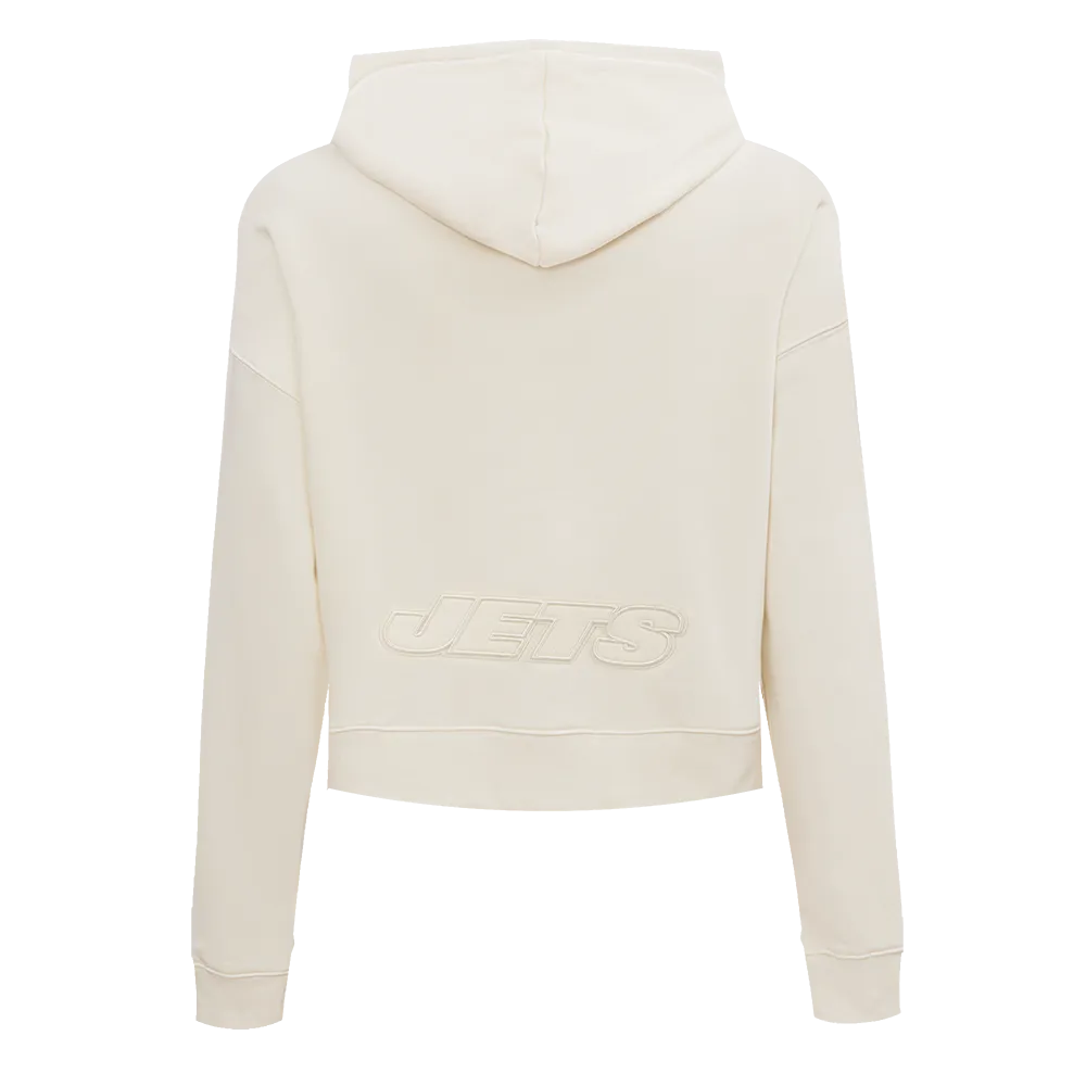 NFL NEW YORK JETS NEUTRAL WOMEN'S CROPPED PO HOODIE (EGGSHELL)