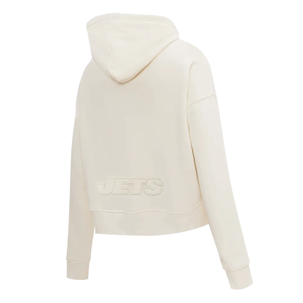 NFL NEW YORK JETS NEUTRAL WOMEN'S CROPPED PO HOODIE (EGGSHELL)