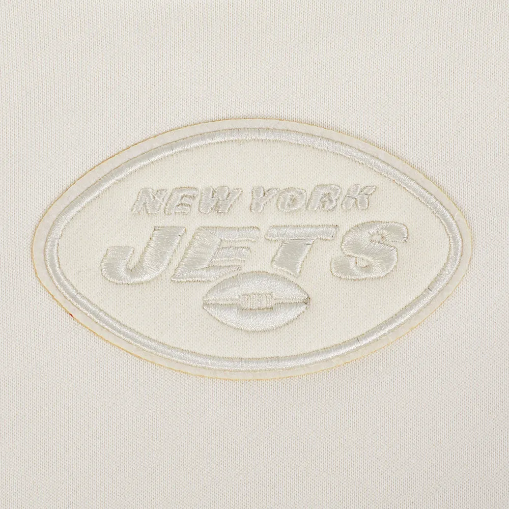 NFL NEW YORK JETS NEUTRAL WOMEN'S CROPPED PO HOODIE (EGGSHELL)