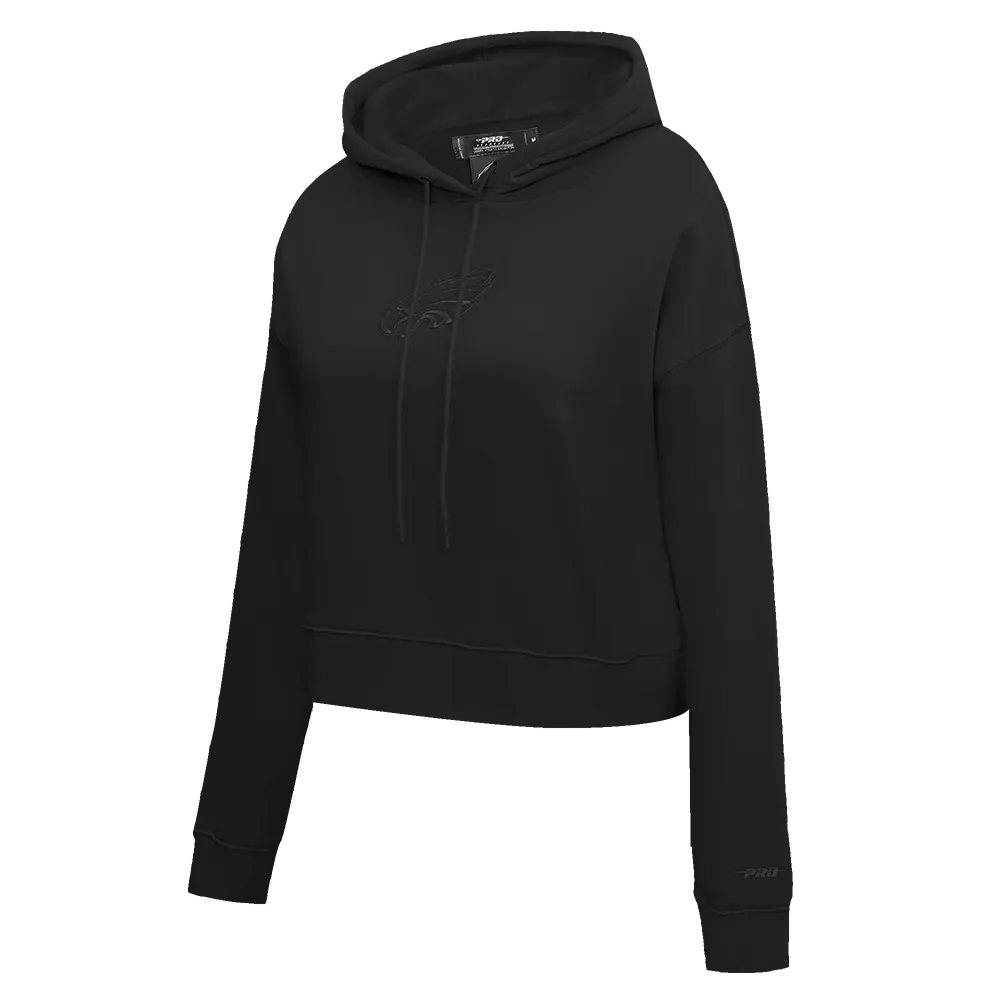 NFL PHILADELPHIA EAGLES NEUTRAL WOMEN'S CROPPED PO HOODIE (BLACK)