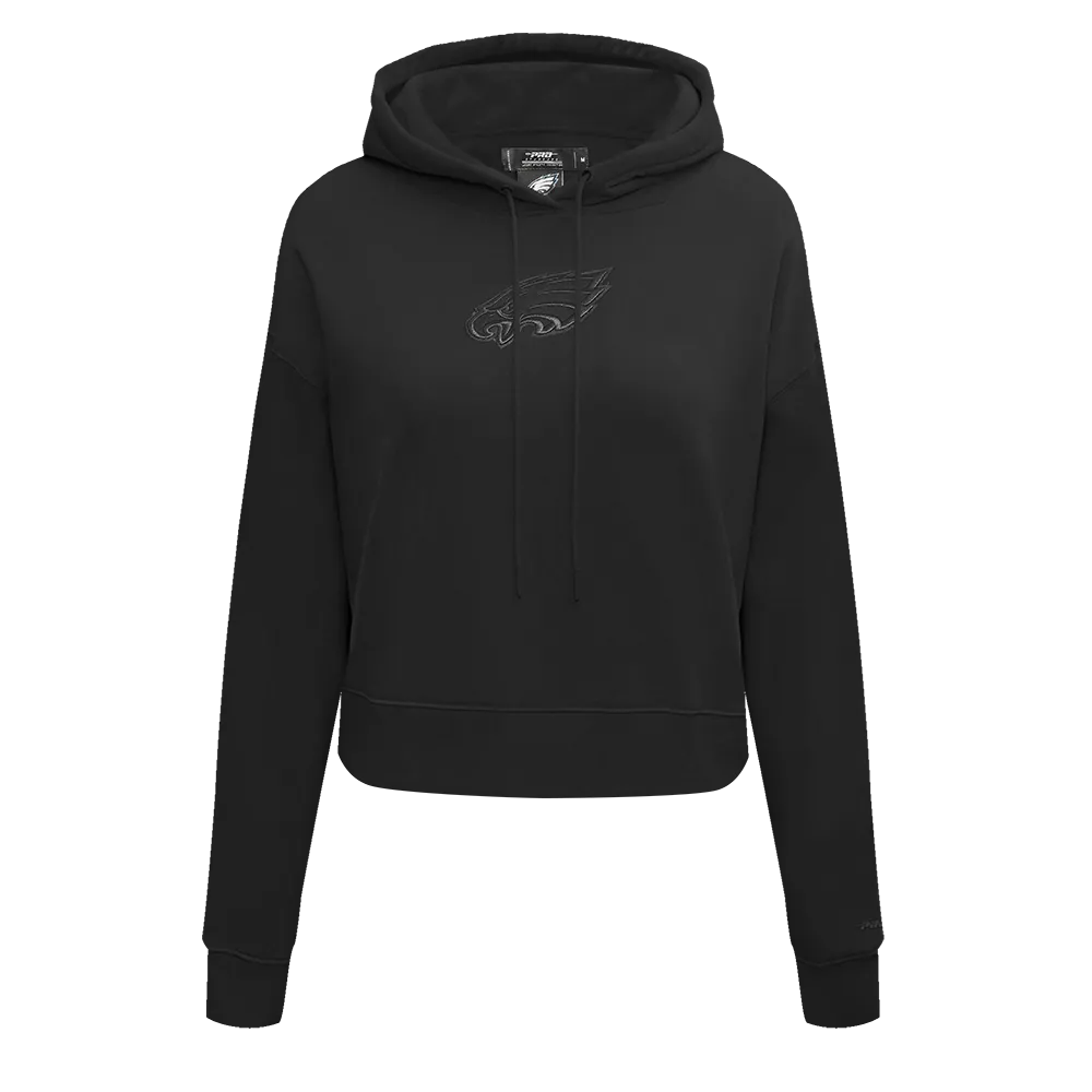 NFL PHILADELPHIA EAGLES NEUTRAL WOMEN'S CROPPED PO HOODIE (BLACK)