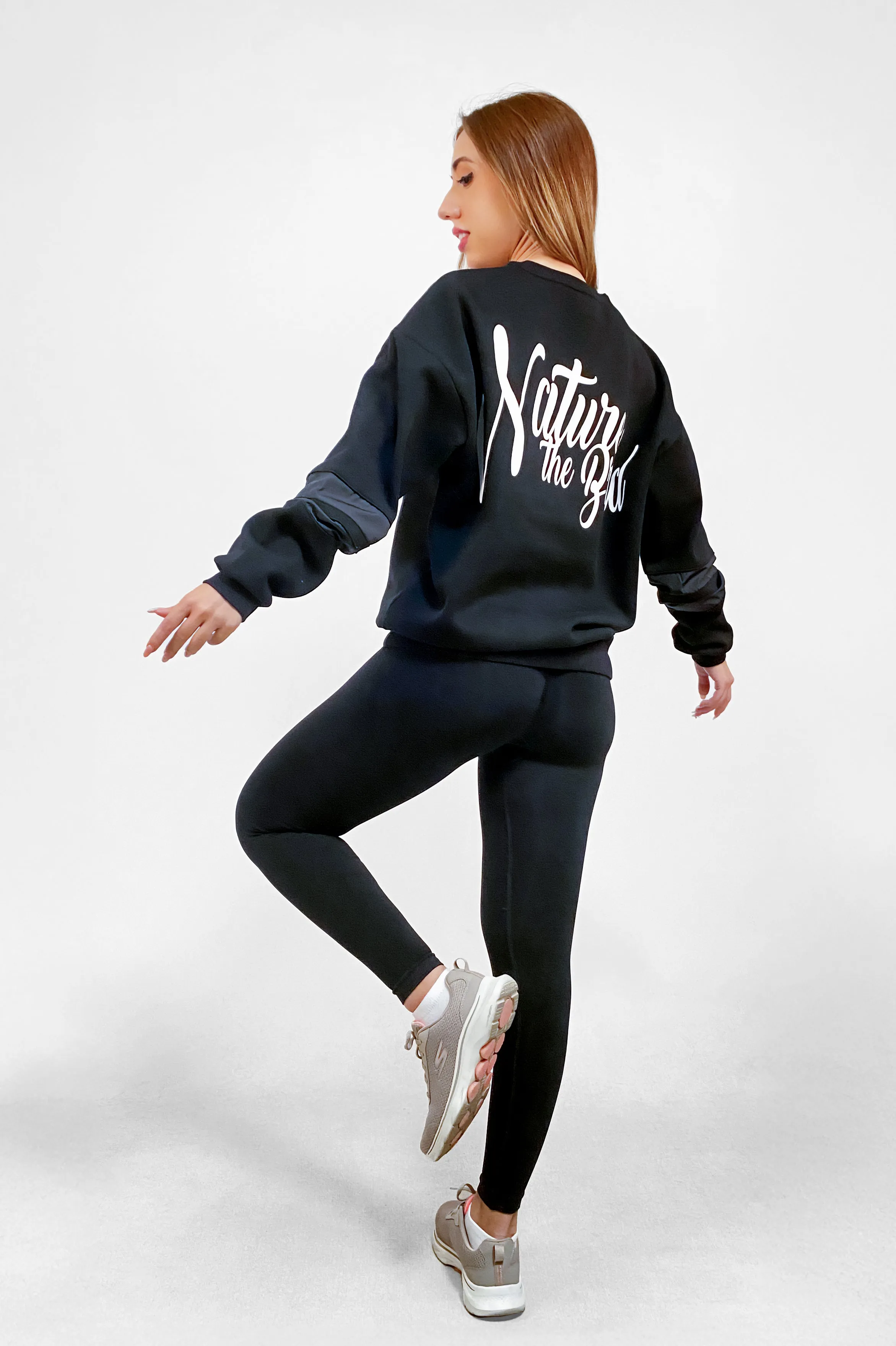 NTB Woman PVC Panel Oversize Sweatshirt Black
