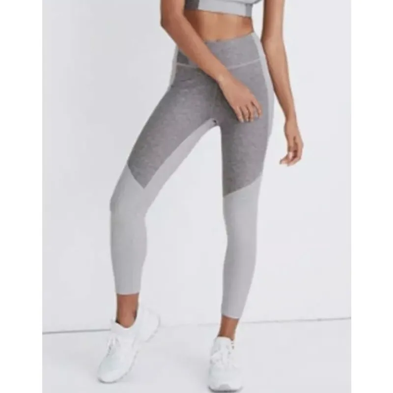 OUTDOOR VOICES Womens Warmup Workout Leggings XL Two Tone Grey 3/4 Length NWT