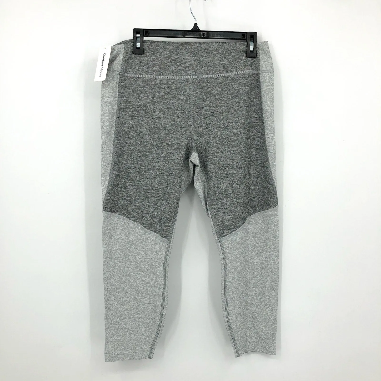OUTDOOR VOICES Womens Warmup Workout Leggings XL Two Tone Grey 3/4 Length NWT