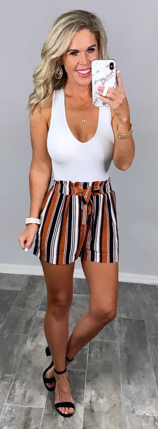 Pair Me Up Paper Bag Shorts - Rust