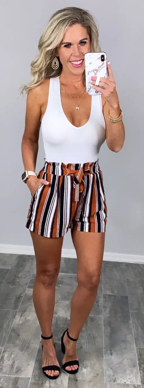 Pair Me Up Paper Bag Shorts - Rust