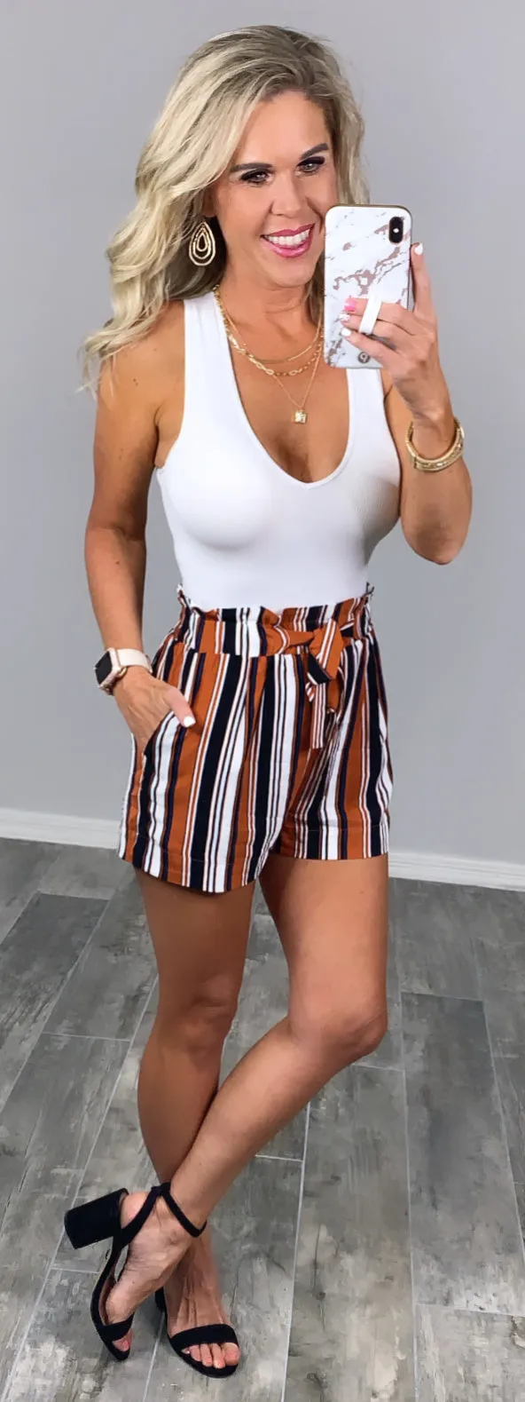 Pair Me Up Paper Bag Shorts - Rust