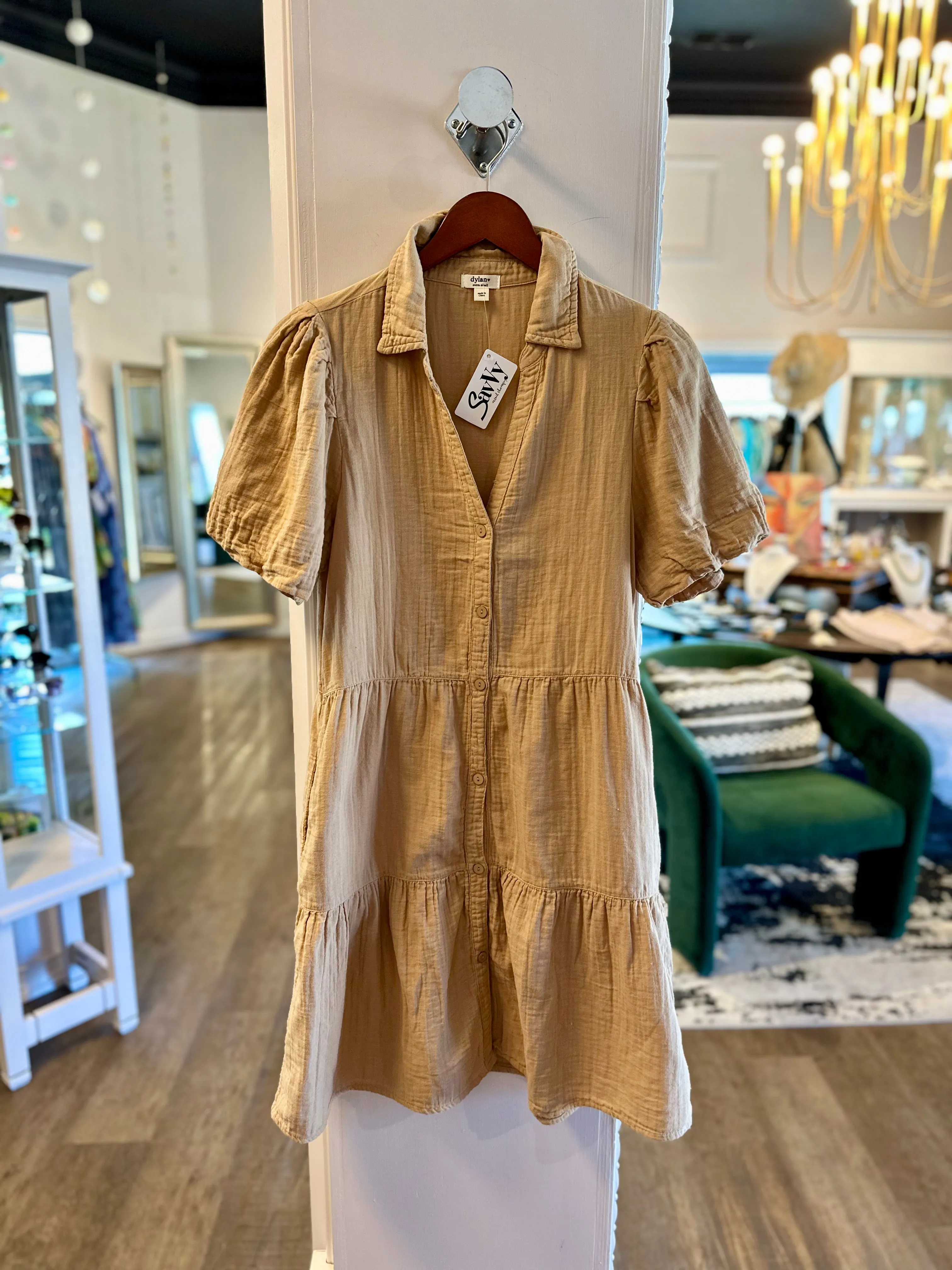 Parker Gauze Dress in khaki by Dylan