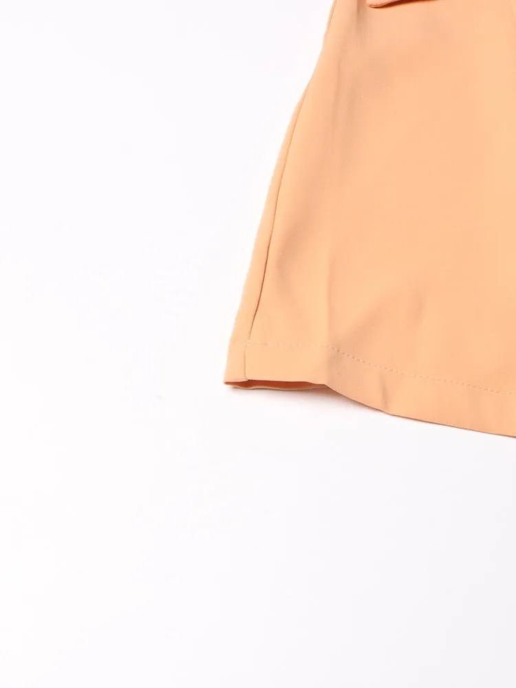 Patchwork Button Dresses For Women Lapel Short Sleeve High Waist Mini Minimalist Dress Female Fashion Clothing