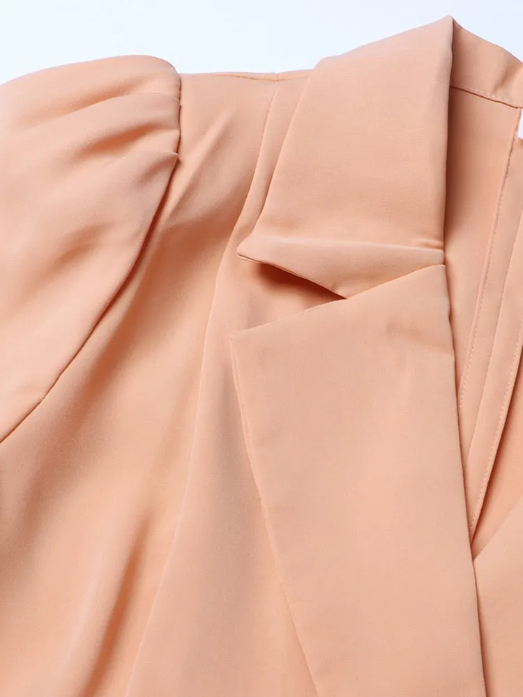 Patchwork Button Dresses For Women Lapel Short Sleeve High Waist Mini Minimalist Dress Female Fashion Clothing